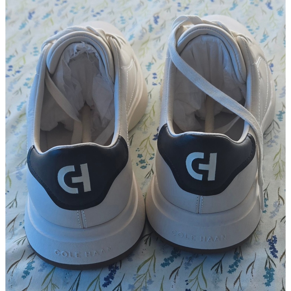 Cole Haan Mens GrandPro Tennis 2.0 Ivory Black Leather Sneakers C42749 Size 9M - Picture 3 of 8